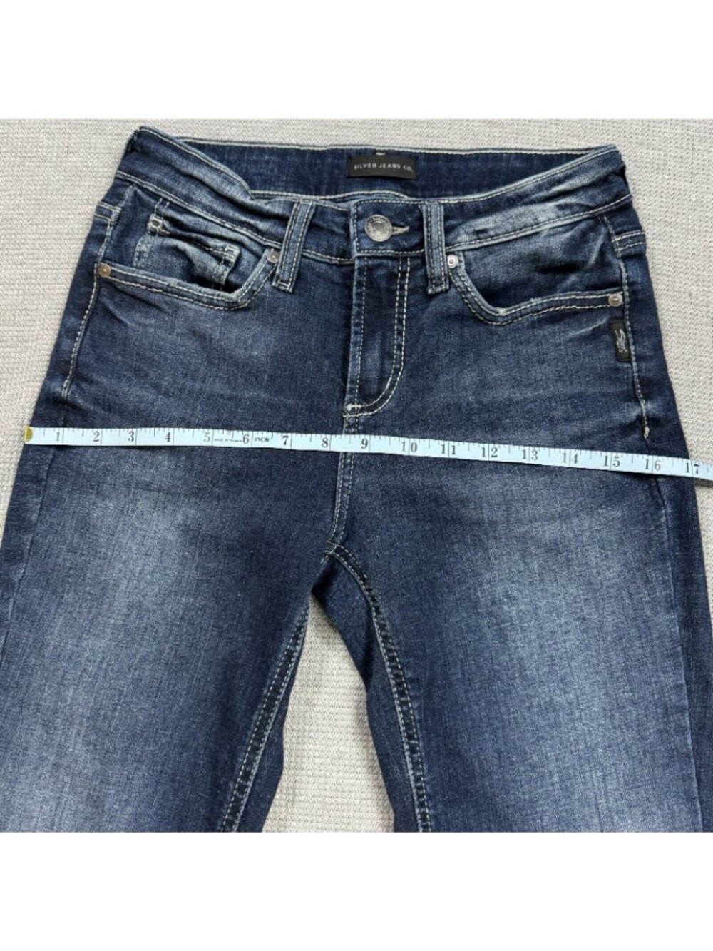 Silver Jeans Suki Womens Size 26W 31L Blue Denim Bootcut Leg Distressed Mid Rise - Picture 9 of 12